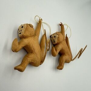 Lot of 2‎ Monkey Ornaments Christmas Holiday Tree Hanging